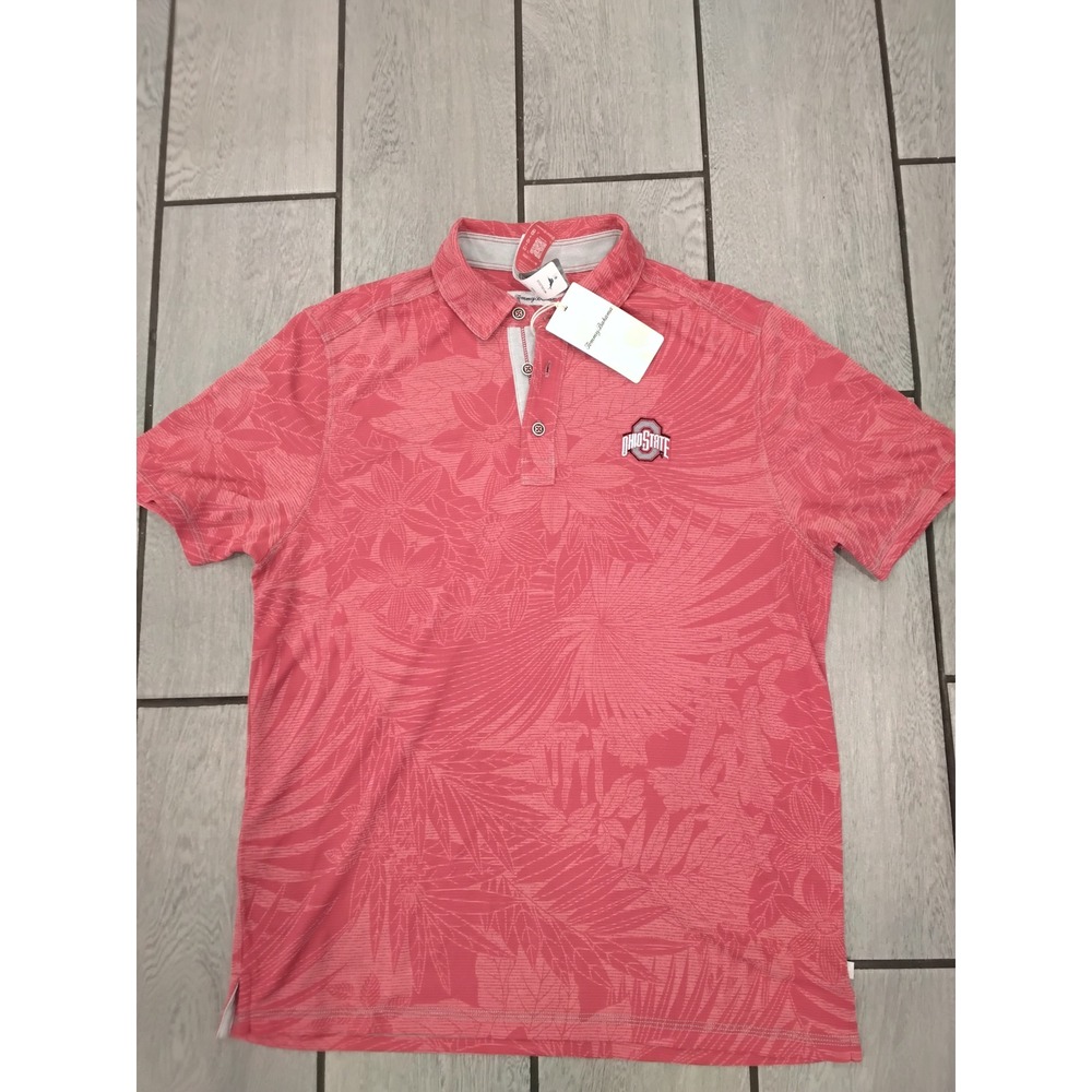 Tommy Bahama Mens Ohio State Buckeyes Red Tropical Floral Polo Shirt ST227051UN
